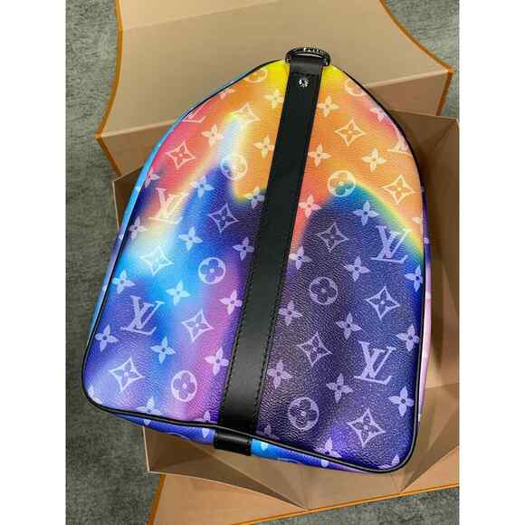 Louis Vuitton Keepall Bandouliere 50 Sunset Multicolor Black Weekend Travel Bag - Picture 5 of 12